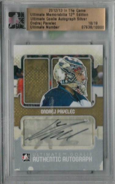 Podepsané karty - Pavelec Ondřej - 2012-13 ITG Ultimate Memorabilia Goalie Autograph Jerseys No.15