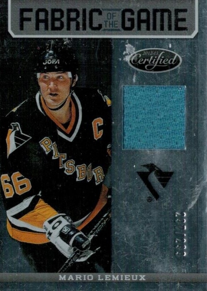Lemieux Mario  2012 13 Certified Fabric of the Game No 