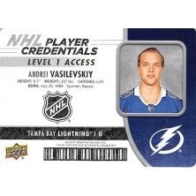 Vasilevskiy Andrei - 2018-19 MVP NHL Player Credentials Level 1 Access No.NHL-AV
