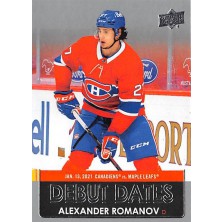 Romanov Alexander - 2021-22 Upper Deck Debut Dates No.DD18