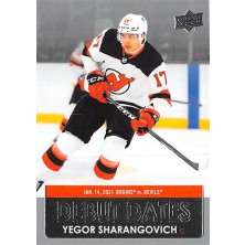 Sharangovich Yegor - 2021-22 Upper Deck Debut Dates No.DD21