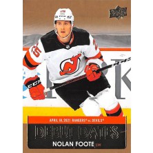 Foote Nolan - 2021-22 Upper Deck Debut Dates Gold No.DD23