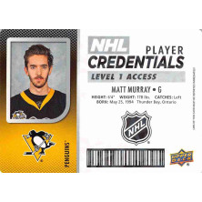 Murray Matt - 2017-18 MVP NHL Player Credentials Level 1 Access No.NHL-MM