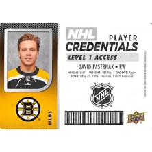 Pastrňák David - 2017-18 MVP NHL Player Credentials Level 1 Access No.NHL-DP